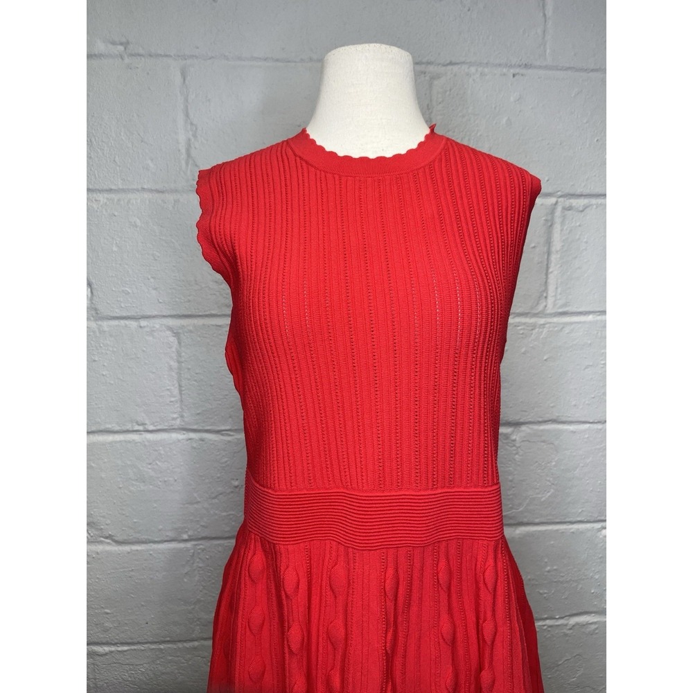 NWT Ted Baker Kamylia Knit Skater Dress 5 Red Career Interview Textured Stretch - Picture 3 of 15